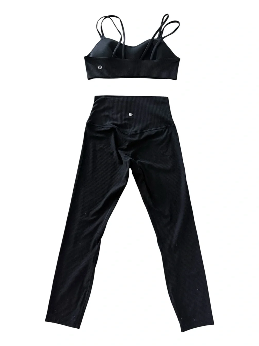 Lululemon Black Ribbed Matching Set | Bra Size 6 & Leggings Size 4